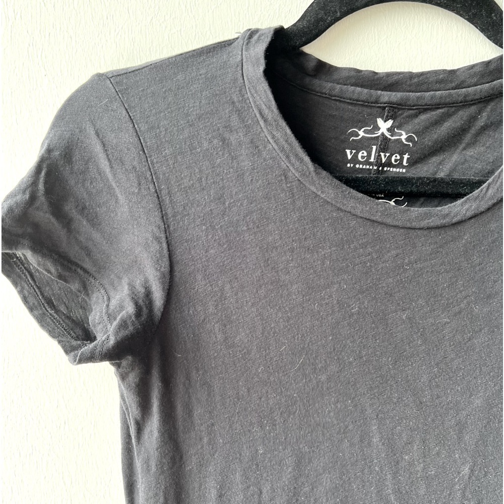 Velvet black t shirt dress with sexy side splits SM